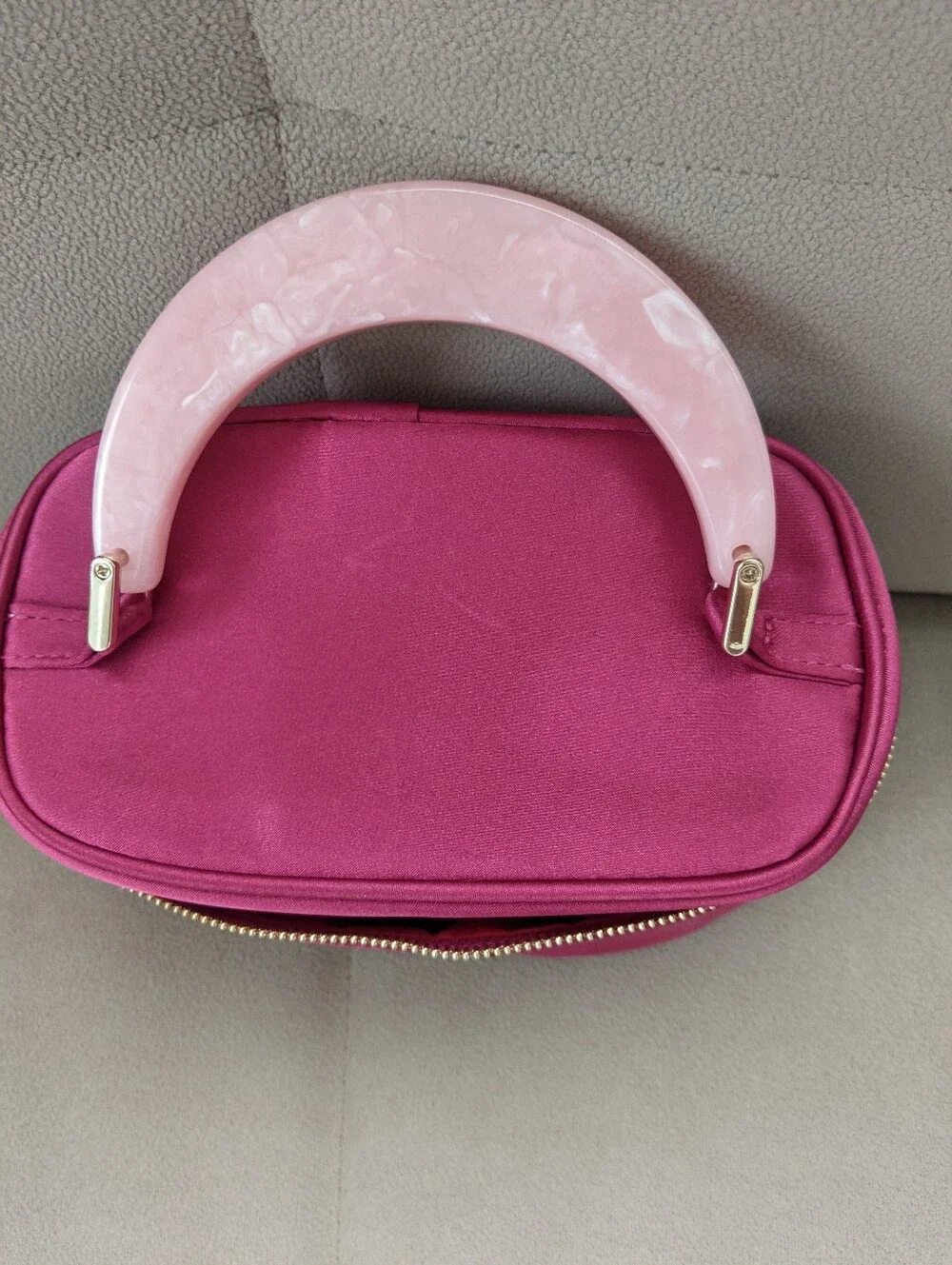 CAROLINA Herrera Pink Satin Top-Handle Cosmetic Bag